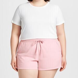 BP Loungewear Women's Plus All Weekend Shorts - Size 3X, Soft Pink